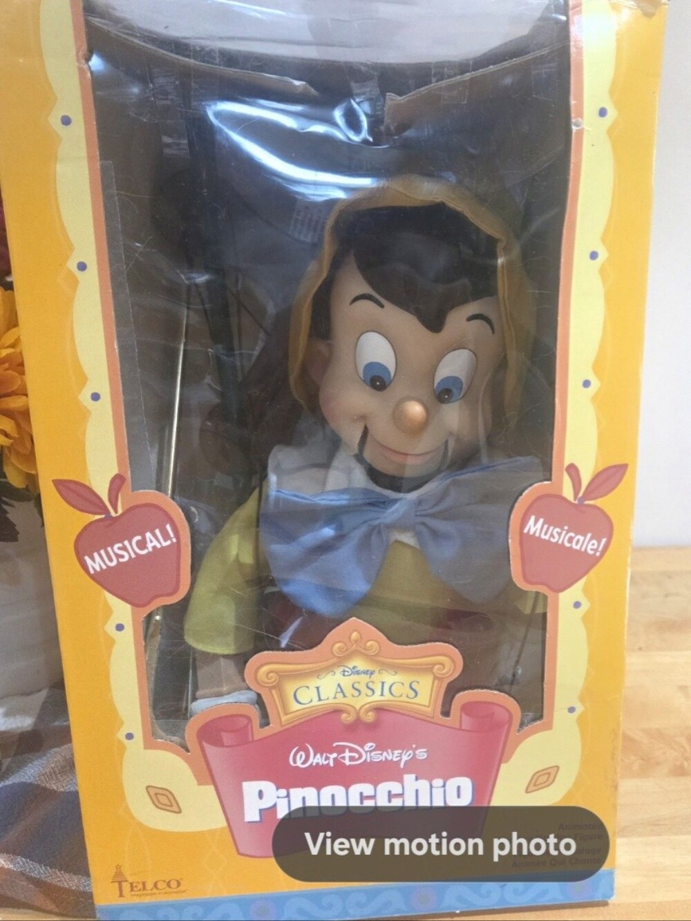 Disney Pinocchio Singing Marionette - Yellow, Blue & Brown